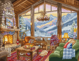 Borduurpakket LETI 9922 - Winter Lodge - Winter Huisje
