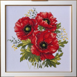 312 - Borduurpakket VDV (gedeeltelijk kraaltjes) - Poppies - Klaprozen