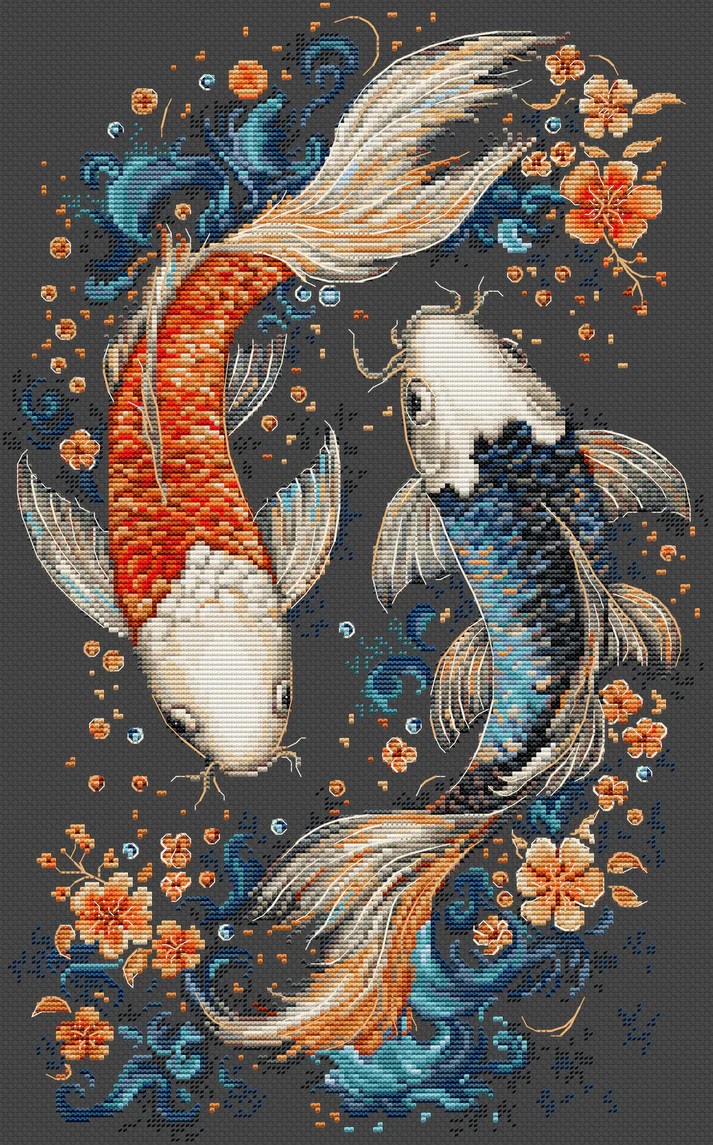 BU5091 Borduurpakket Luca-S - Two Magic Fish - Twee Magische Vissen
