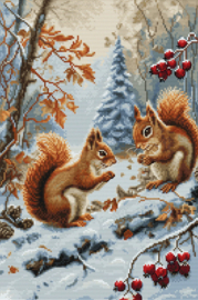 BU5064  Borduurpakket Luca-S - Joy of the Squirrels - Vreugde van de Eekhoorns