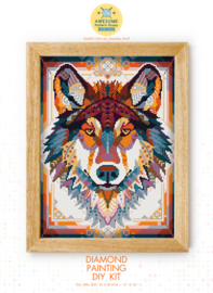 Diamond painting MANDALA Dieren WOLF (BRUIN)