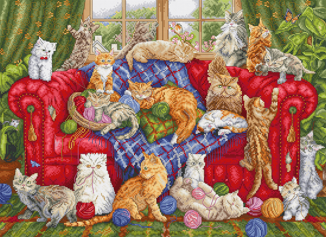 Borduurpakket LETI 9946 - Meow Manor - Miauw Landhuis