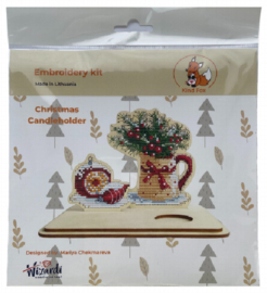 Borduurpakket op hout - Candle Holder - Kaarsenhouder - Kind Fox