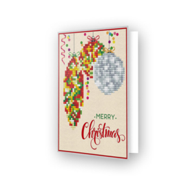 DIAMOND DOTZ GREETING CARD MERRY CHRISTMAS BAUBLES TRADITIONAL - NEEDLEART WORLD
