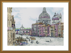 CP3313 Borduurpakket Nova Sloboda - Pearl of Italy - Venetië - Venetië, Parel van Italië - bewerkte achtergrond