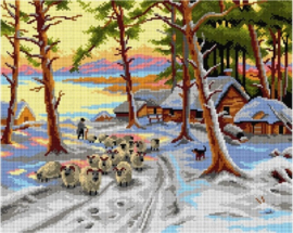 3164 - After Joseph Farqharson Homeward through the Glistening Snow - ORCHIDEA  40 x 50 (GARENSET)
