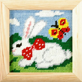 1499 - Borduurpakket voor kind - met lijstje - Orchidea - Konijntje met Vlinder