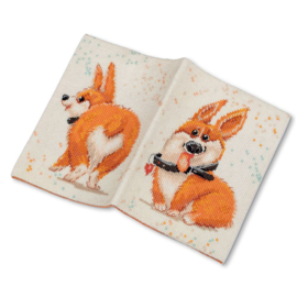 7393 Borduurpakket Paspoort Cover - Corgi - Panna