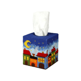 TISSUE BOX - ORCHIDEA - City at Night - kit met grof kunststof stramien