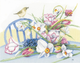 Borduurpakket - Marjolein Bastin - Daffodils on Table - Lanarte (aida)