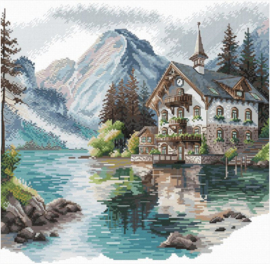 048 - Borduurpakket AVA Stitch - Alpine Cottage aan het meer