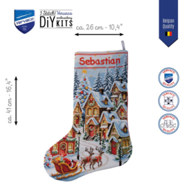 Borduurpakket Vervaco - Christmas stocking kit Een dorp vol licht - PN-0244939