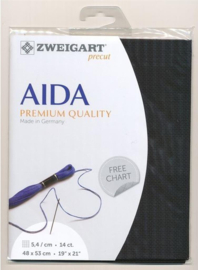 PREMIUM PRECUT AIDA - 48X53CM - (720) ZWART 16 count