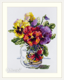 PANSIES AND BUTTERFLY (153)