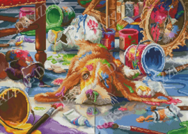 LDS-7029 Puppy Picasso - Diamond Painting - Letistitch (70 x 50)