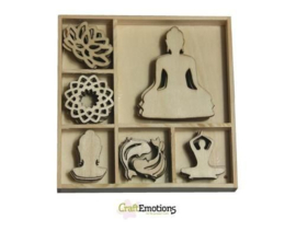 Houten ornamenten - Happiness/Boeddha - 35 stuks