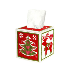 TISSUE BOX - ORCHIDEA - Christmas Time - kit met grof kunststof stramien