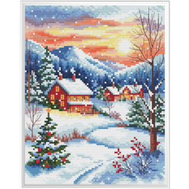 8143 - Borduurpakket Snowy Village - Collection d'Art