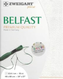 Belfast 32ct (48 x 68 cm) - Zweigart - 100% Linnen - Wit met Glitterdraad - 1111
