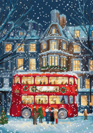 Borduurpakket LETI 9982 - London Christmas Bus - Londense Kerstbus - Leti Stitch