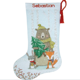 70-09621 - Woodland Animals Stocking  - Dimensions