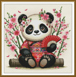 CP3411 Borduurpakket Nova Sloboda - Little Panda - Kleine Panda - bewerkte achtergrond