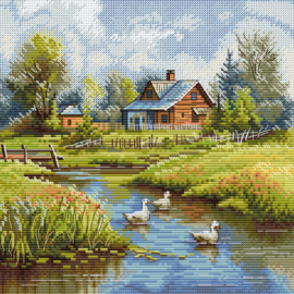Borduurpakket HobbyJobby - Summer in The Village - Zomer in het Dorp