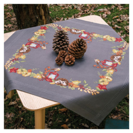 Tafelkleed Egel en roodborstje - 80 x 80 cm - PN-0211004