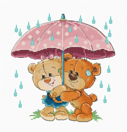 B1178 TEDDY BEARS UNDER UMBRELLA