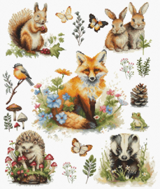 BU5057  Borduurpakket Luca-S - Forest Animals - Bosdieren