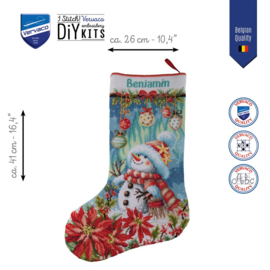 Borduurpakket Vervaco - Christmas stocking kit Sneeuwman in bloei - PN-0246808