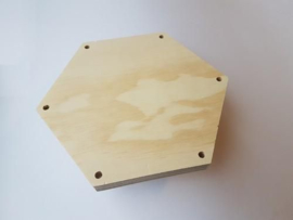 CraftEmotions Craft Wood -Macramé- Plank zeshoek 21cm - 1,8cm - holes 7mm