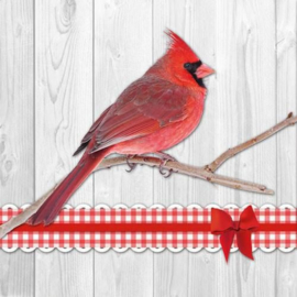servetten 5st - Cardinal Bird 33x33cm