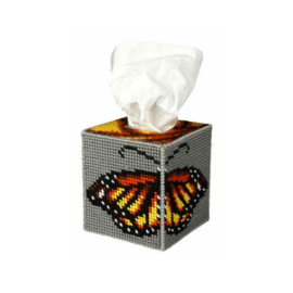 TISSUE BOX - ORCHIDEA - Butterfly - kit met grof kunststof stramien