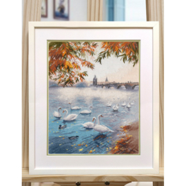 1647  Borduurpakket - Autumn waterfront - OVEN