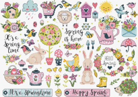 Borduurpakket LETI 9937 - Spring Sampler - Lente merklap