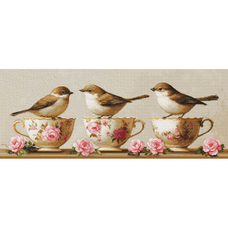 BU5092 Borduurpakket Luca-S - Three Dainty Birds - Drie Sierlijke Vogels