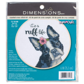 72-76108 - It's A Ruff Life - Dimensions (USA) - met borduurring 15cm