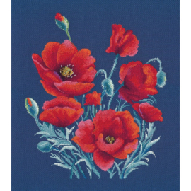 1598 Poppies on Blue S1598 - OVEN