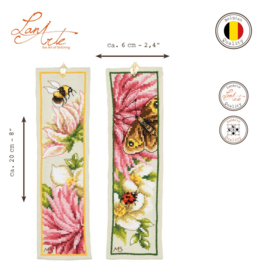 Home and Garden - Bladwijzer Roze Dahlia (set van 2)(weefstof)