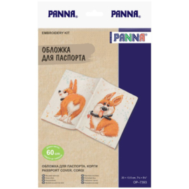 7393 Borduurpakket Paspoort Cover - Corgi - Panna