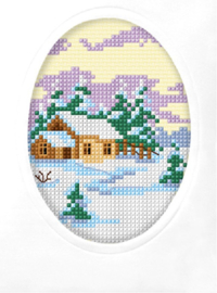 KRUISSTEEK KAART KERSTMIS BESNEEUWD HUIS