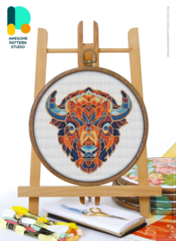 Borduurpakket Mandala Stier - 3295 - Awesome Pattern Studio