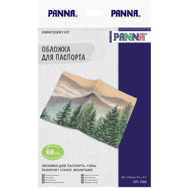 7395 Borduurpakket Paspoort Cover - Mountains - Panna