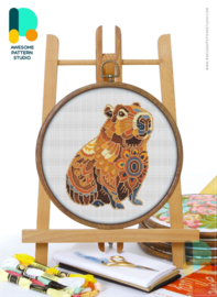 Borduurpakket Mandala Capibara - 3304 - Awesome Pattern Studio