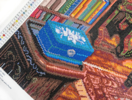 LDS 7003 Books, Cats and a Puzzle - Diamond Painting - Letistitch (90 x 73)