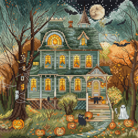 BORDUURPATROON LETI L490 - Haunted House -  Spookhuis (ALLEEN PATROON)