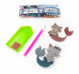 481-494 Mermaid Cats - DIY Hanging Acrylic Charm Chains Kit (Kit of 6)