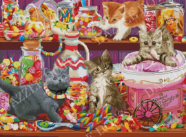 LDS-7024 Candy Cats - Diamond Painting - Letistitch (75 x 55)