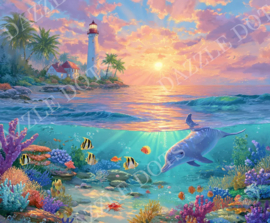 LDS 7014 Dolphin’s Paradise - Diamond Painting - Letistitch (45 x 37)